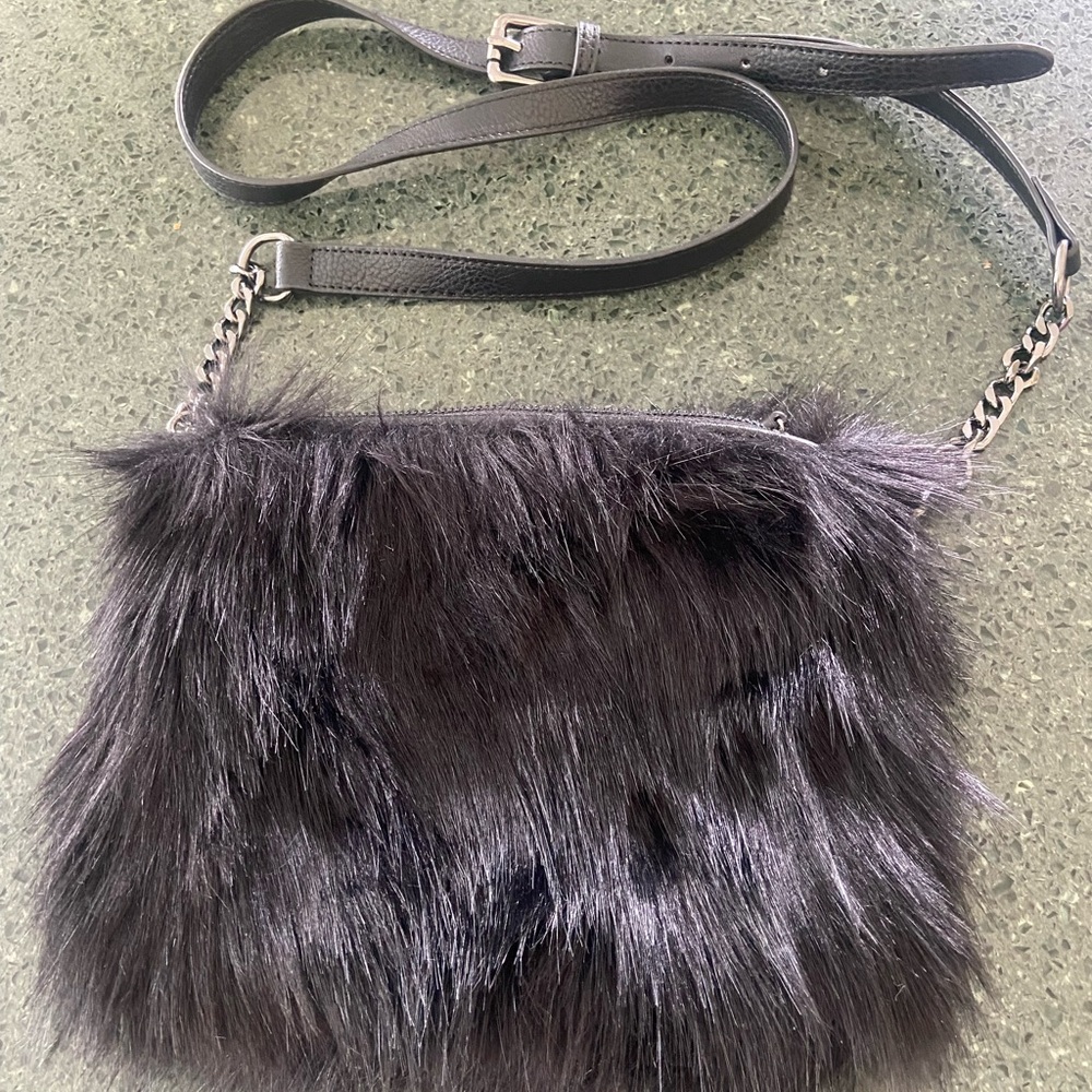 Tabitha Webb Women’s Black Faux Fur Shoulder Strap Handbag